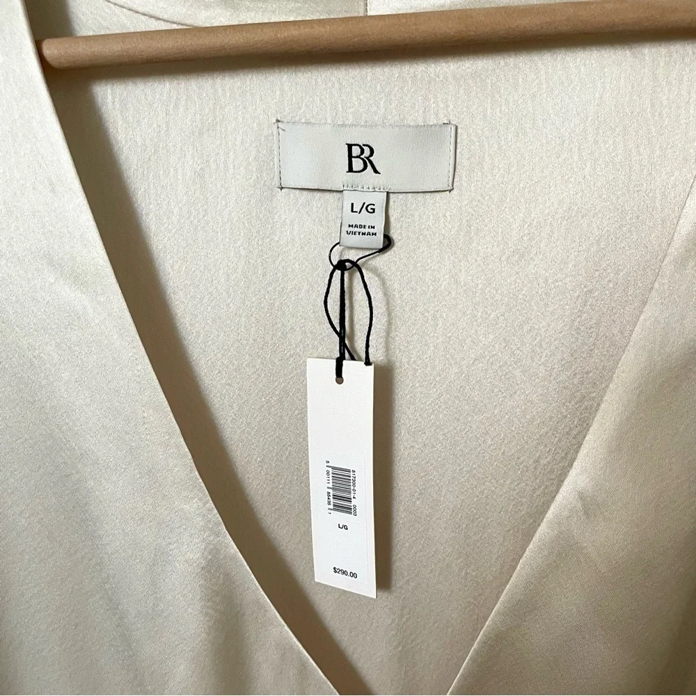 Banana Republic Claudine Satin Mini Dress Ivory Size Large NWT - Picture 4 of 8
